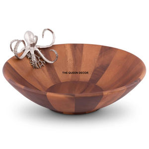 Tazón para Servir con Acabado Pulido, Diseño Decorativo, Material de Madera, Forma Cuadrada, Asa de Aluminio - Product Image 2