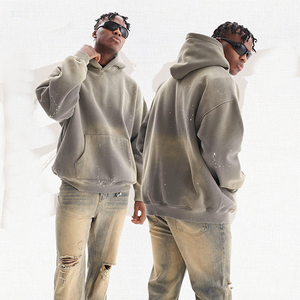 Venta al por mayor de encargo Puff Impresión de lujo sudaderas con capucha de los hombres de peso pesado grueso de algodón de gran tamaño Boxy Pullover Drop Plus Size - Product Image 3