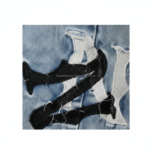 กางเกงยีนส์เดนิมขาดๆ แต่งแพทช์ฮิปฮอป - กางเกงทรงหลวมสไตล์ฮาราจูกุสำหรับผู้หญิง - กางเกงคาร์โก้ขากว้าง - Product Image 4