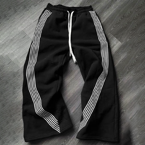 Ensemble pantalon de survêtement surdimensionné lourd et évasé lavé à l'acide personnalisé OEM pantalon de survêtement et sweat à capuche graphiques - Product Image 3