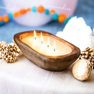 Cuenco de madera natural de calidad única, cuencos de madera de bambú rústicos hechos a mano, cuenco de masa de 4 mechas para el hogar, Hotel y restaurante - Product Image 2