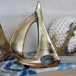 Precios al por mayor, escultura de barco de vela de aluminio, decoración de mesa de oficina, escritorio con acabado dorado, escultura de escritorio hecha a mano - Product Image 3