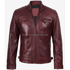 Chaqueta de Cuero Vacuno Original de Moda 2026 OEM para Hombre, Cuello Alto, Bolsillos con Cremallera, Impermeable, Alta Calidad, MOQ Bajo - Product Image 1