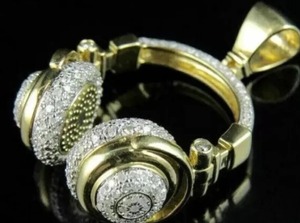 925 plata esterlina Moissanite diamante música DJ auriculares colgante redondo Moissanite personalizado diamante colgante - Product Image 4