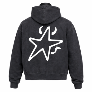 Sudadera con Capucha Negra Lavada Estilo Vintage |   Sudadera con Capucha de Felpa de Algodón con Estampado Gráfico |   Sudadera con Capucha Unisex de Estilo Urbano OEM ODM - Product Image 2