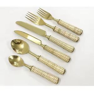 Juego de utensilios de madera de cocina de cinco piezas de fábrica india con mango de acero inoxidable para bodas - Product Image 3