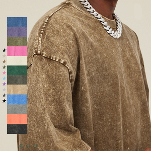 Camiseta de Gran Tamaño Estilo Hip Hop Vintage Lavada, Personalizable con Logotipo, para Streetwear, 2025 - Product Image 1