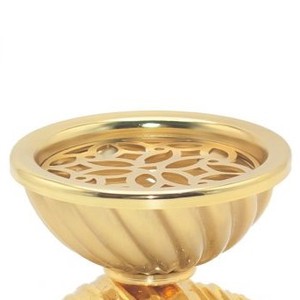 Brûleur d'encens plaqué or de luxe avec base en coquille moulée, porte-encens en métal décoratif pour le Ramadan, Moyen-Orient et les pays du Golfe, usage domestique - Product Image 3