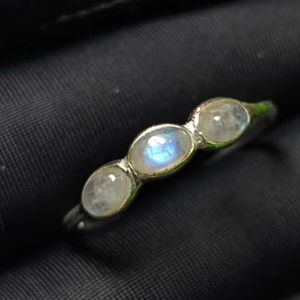 Anillo fino de Plata de Ley 925 con piedra lunar arcoíris Natural, ajuste de bisel de 1,15 gramos, chapado en rodio para aniversario o regalo - Product Image 1