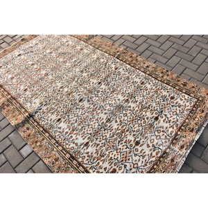 Tapis turc 4,9x8 pieds (148x244 cm), tapis vintage brun patchwork - Product Image 4