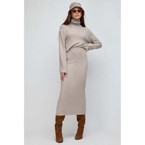 Falda Midi Casual de Cintura Natural Tejida a Crochet, 100% Poliéster - Product Image 2