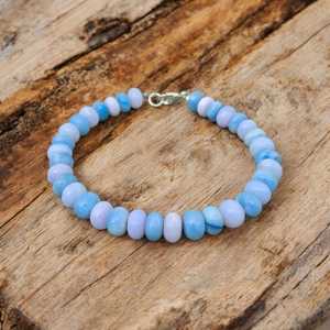 Bracelet perlé opale bonbon bleu lavande 7-9mm bijoux en pierres précieuses faits à la main fermoir homard à la mode Style Boho anniversaire femmes - Product Image 1