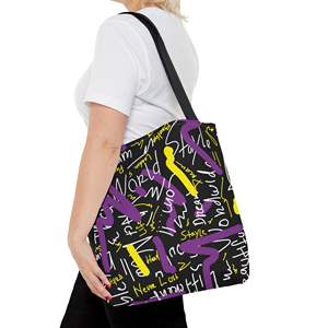 Borsa Tote Dream World Graffiti Portatile con Cerniera in Pelle PU Fodera in Poliestere Tinta Unita con Decorazione a Lettere per Tutte le Stagioni - Product Image 4