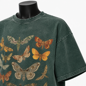 Camiseta Extra Grande Personalizada para Mujer, Color Verde Oscuro, Estampado de Mariposa, Manga Corta, Informal, de Algodón, al por Mayor - Product Image 6