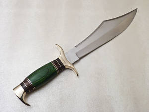 Large Handmade Stainless Steel Bowie Knife with Colored Wood Handle and Quality With <b>Leather</b> Sheath Camping Knives. - Product Image 2