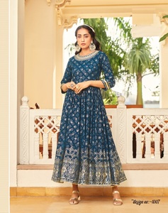 Collection de travail de broderie de robe de style imprimé feuille de rayonne lourde pour les femmes - Product Image 6