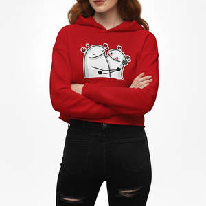 Hoodie court pour femme inspiré du streetwear, fabrication OEM personnalisée, tissu molletonné 100% coton doux, option de logo sur le devant, pour un usage quotidien décontracté - Product Image 5