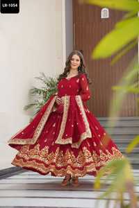 Vêtements ethniques indiens Faux Blooming avec Rich Zari et Paillettes Brodé Travail Anarkali Robe avec Belle Dupatta pour les Femmes - Product Image 3