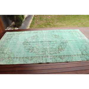 Tapis turc vintage 5,2 x 9,5 pieds, tapis oriental en laine vert et noir - Product Image 3