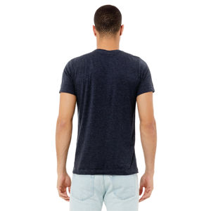 Camiseta de manga corta Unisex OEM Heather Navy 52% Airlume algodón peinado 48% Poly 4,2 oz secado rápido ligero ajuste de gran tamaño - Product Image 3