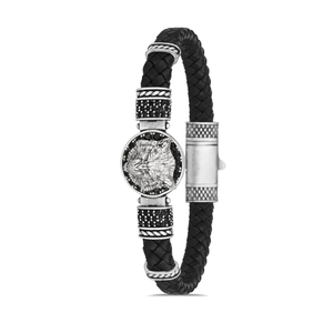 สร้อยข้อมือเงินพลอยเทียมสำหรับผู้ชายกำไลเงินกำไลข้อมือเงินแฟชั่น - Product Image 1