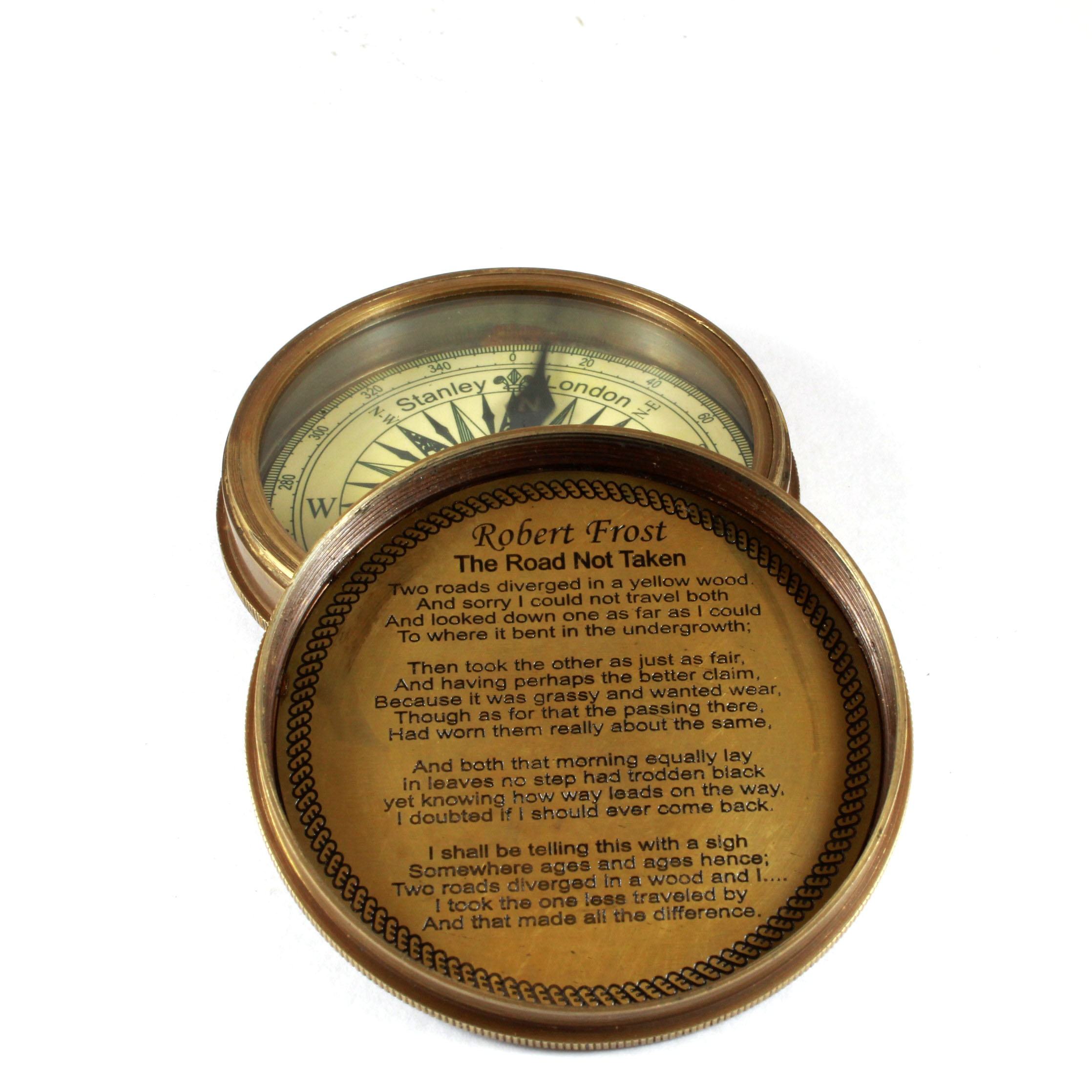 Brújula de reloj de sol náutico de latón hecho a mano antiguo