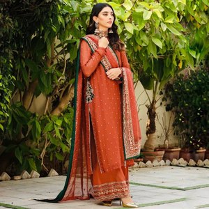Top long de travail avec paillettes brodées de fantaisie Dupatta Salwar en soie traditionnelle pour adultes - Product Image 2