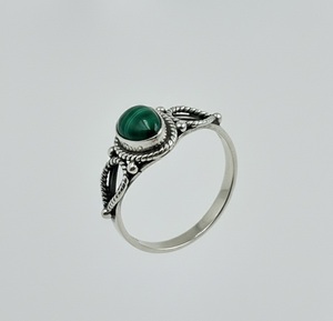 Anillo de Plata de Ley 925 de alta calidad con piedras preciosas de malaquita natural en forma de pera anillo de plata de malaquita joyería de plata hecha a mano - Product Image 3