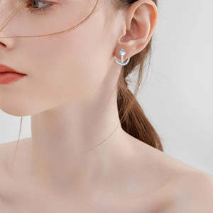 Pendientes de Plata de Ley 925 con Ancla para Mujer, Diseño Náutico de Marinero en Oro Rosa con Engaste de Piedra Lunar y Amatista - Product Image 3