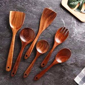 <b>Wooden</b> Non <b>Stick</b> Serving and Cooking Spoon Kitchen Tools Utensil Natural <b>Wooden</b> with 2 Turners Sustainable Handmade Utensils - Product Image 1