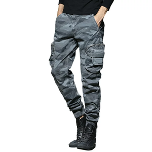 Professional Manufactured Men's Casual Grey Camo Corduroy Straight Pleated Front Cargo Pants Breathable <b>Trousers</b> <b>Elastic</b> <b>Waist</b> - Product Image 1