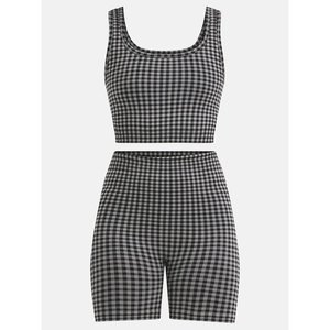 เสื้อแขนกุดไม่มีรอยต่อไม่มีขอบเขตและชุดกางเกงขาสั้นจักรยานสำหรับผู้หญิง - Product Image 5