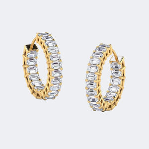 Pendientes de Aro con Corte Esmeralda de 3.60 Quilates, Diamantes Cultivados en Laboratorio, Color D E F, Claridad VVS VS, Oro Blanco, Oro Rosa, Joyería para Mujer, India - Product Image 4