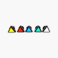 Lot de 5 boutons poussoirs triangulaires d'arcade, éclairage LED, action momentanée, 1 contact NO, plastique et métal, DC 12V, IP22, entièrement illuminés, pour jeux vidéo