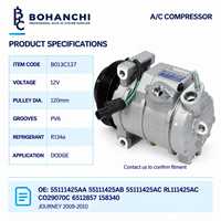 Compresseur de climatisation automobile Bohanchi 10SR15C personnalisable, 6 rainures, 120 mm, pour Dodge Journey 2009-2010 RL111090AC