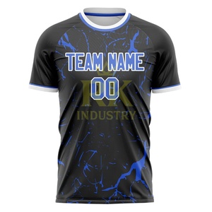 Camiseta de Fútbol para Hombre con Estampado por Sublimación, Color Azul y Negro en Contraste, Precio Económico, Personalizable, Manga Corta, Ropa Deportiva para Fanáticos - Product Image 6