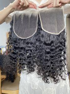 Conjunto de paquete frontal de cierre de cabello humano virgen 100% de onda natural camboyana con calidad no Remy - Product Image 3