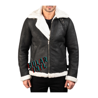 Blouson d'aviateur en cuir marron personnalisé de grande taille à col montant long pour hommes veste de pilote d'hiver chaude en fourrure de mouton Flight B3