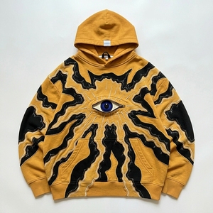 Sudadera con capucha para hombre, personalizada, de invierno, con efecto desgastado, con aplique de logo en el pecho, OEM ODM, oversize, con parches personalizados, estilo streetwear, 100% algodón - Product Image 1