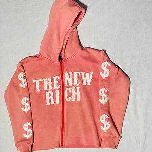 500 GSM personnalisé rose français éponge surdimensionné coton hommes hiver thermique sweats à capuche lavé à l'acide en détresse fermeture éclair solide sweats - Product Image 1