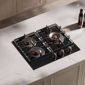 Table de cuisson à gaz carrée à trois brûleurs, allumage électronique, surface en acier inoxydable, classe d'efficacité énergétique, gaz naturel disponible - Product Image 4