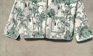 Chaqueta acolchada de algodón reversible para mujer, abrigo índigo con estampado de bloques a mano con estilo corto, abrigo para mujer - Product Image 3