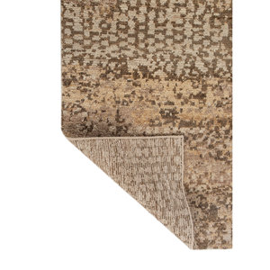 Uvenuti Abstract Pattern <b>Wool</b> Hand Knotted Rug Beige <b>Brown</b> for Home Living Hallway Entryway Puzzle Rectangle Design for Teens - Product Image 5