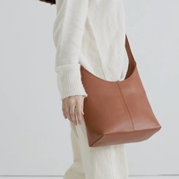 Sac hobo en cuir véritable marron pour femme, sac à bandoulière minimaliste, sac fourre-tout souple et décontracté, sac à main vintage tendance, grande capacité