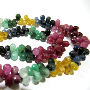 Cuentas de Rubí Multicolores Naturales de Alta Calidad, Facetadas, en Forma de Lágrima, para la Fabricación de Joyas, 5-10 mm, EMINENT JEWEL - Product Image 1