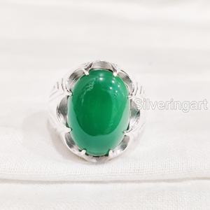 Anillo para hombre al por mayor, piedra preciosa de ónix verde Natural, anillo de piedra natal de diciembre, todos los tamaños, joyería fina árabe, anillo de Plata de Ley 925 - Product Image 3
