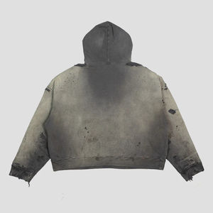 Nueva Sudadera con Capucha Estilo Vintage, Lavada al Ácido, Gruesa, Personalizada, con Efecto Desgastado, Rota, Decolorada por el Sol - Product Image 2