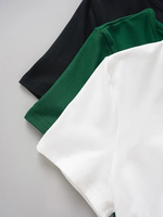 Ensemble de t-shirts pour femmes de haute qualité, écologiques, imprimés en 3D, col rond, col en V, manches courtes, 3 pièces, couleur unie