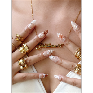 Uñas Postizas Crimson Shell Elegantes y a la Moda - Product Image 4