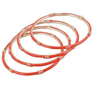 Kriaa <b>Set</b> of 4 Fashion <b>Bangles</b> Orange <b>Gold</b> Plated <b>Bangle</b> <b>Sets</b> - Product Image 1
